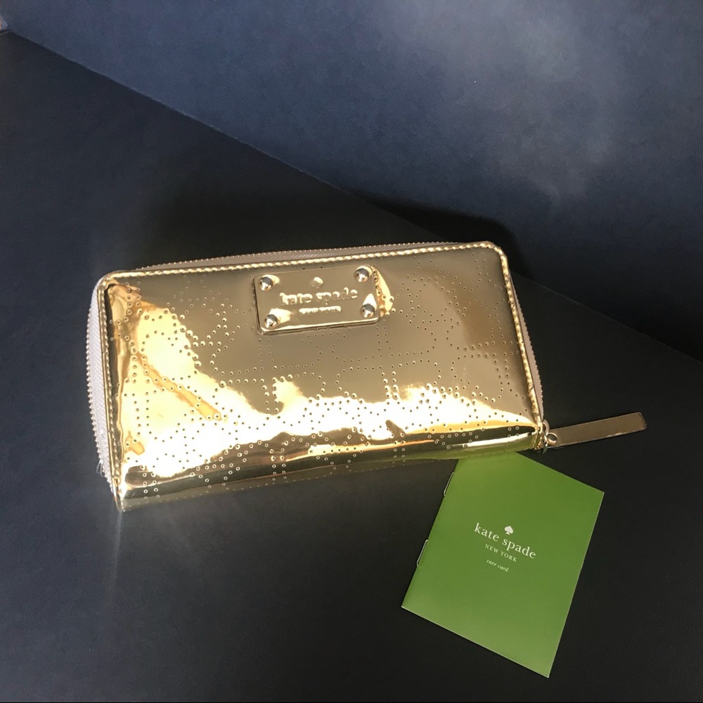 Kate Spade NWT Metro Spade Metallic Gold Wallet